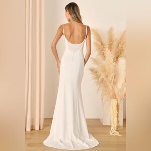 NWOT Lulu’s Blessed Romance White Mermaid Bridal Maxi Dress $158 XS